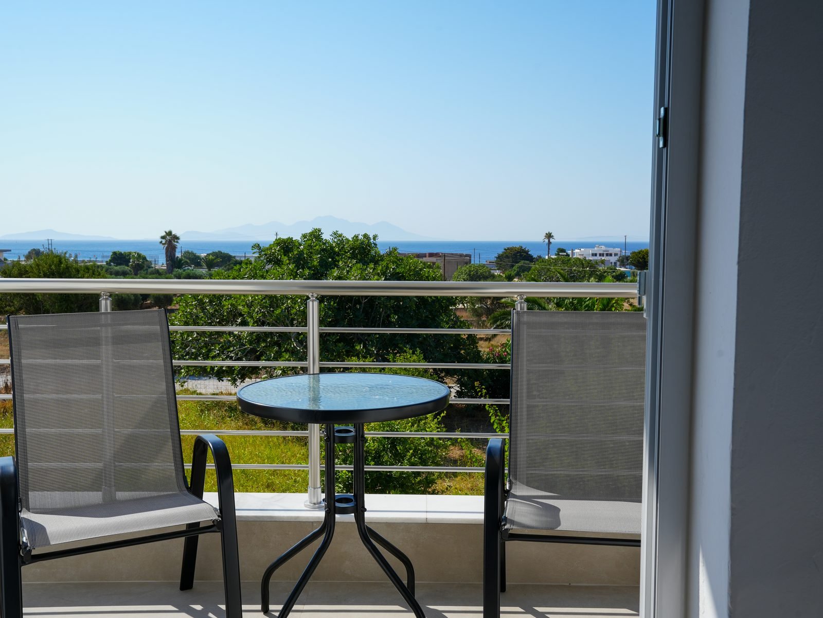Balcony with views over Kefalos Bay and the Aegean